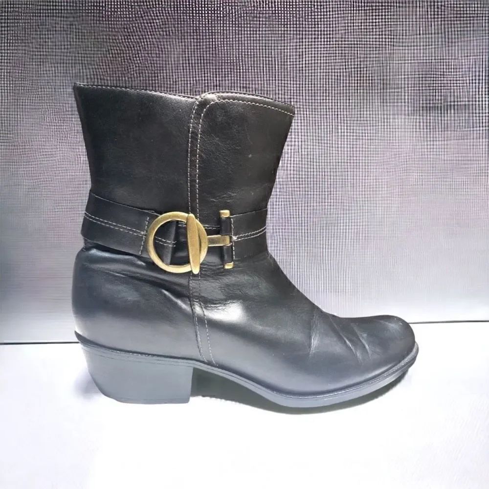 Clarks Artisan Black Leather motorcycle Boots Moto Size 9.5